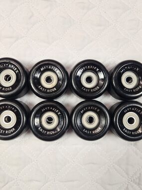 Vintage Metaflex Easy Rider MINI Black Roller Skate Wheels Set of 8
